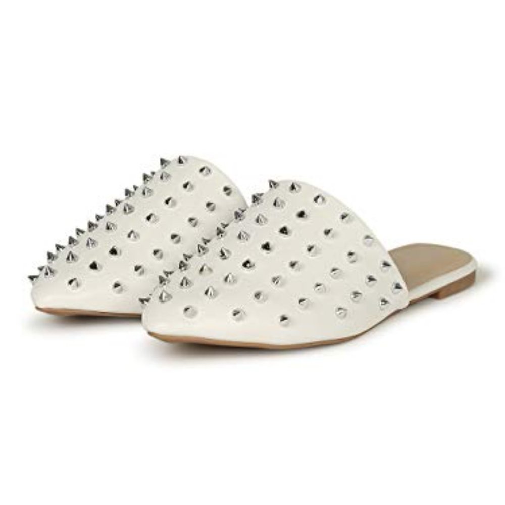 White Studded Mules - Picture 2 of 8
